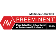 Martindale-Hubbell | AV | Preeminent | Peer Rated For Highest Level of Professional Excellence | 2020